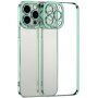 Прозрачен кейс с никелирана рамка за iPhone 13 - зелен