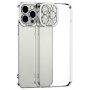 Прозрачен кейс с никелирана рамка за iPhone 13 - сребърен