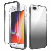 Удароустойчив двуцветен прозрачен калъф за iPhone 7 Plus / 8 Plus - черно