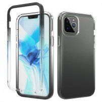 Удароустойчив двуцветен прозрачен калъф за iPhone 12 Pro Max - черно