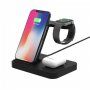 Безжична 3в1 стойка за бързо зареждане на iPhone / Apple Watch / AirPods - черен