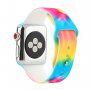 Силиконова каишка с модел батик за Apple Watch Ultra 49mm / 46mm / 45mm / 44mm / 42mm - цветовете на дъгата