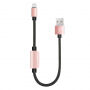 BENKS USB кабел с lightning male / female коенктори за зареждане и едновременно слушане на музика за Apple iPhone - 25cm - розово златен