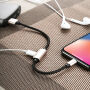 BENKS USB кабел с lightning male / female коенктори за зареждане и едновременно слушане на музика за Apple iPhone - 25cm - розово златен