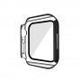Матов защитен калъф със закалено стъкло за Apple Watch 45mm - черно