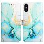 Мраморен флип калъф от PU кожа за iPhone XS Max - тюркоазен