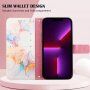 Мраморен флип калъф от PU кожа за iPhone 13 mini - пъстър