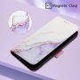 Мраморен флип калъф от PU кожа за iPhone 13 Pro Max - лилаво