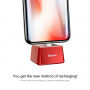BASEUS алуминиева стойка за зареждане за Apple iPhone - червен