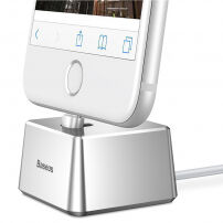 BASEUS алуминиева стойка за зареждане за Apple iPhone - сребърен
