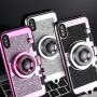Стилен кейс с дизайн на ретро фотоапарат за Apple iPhone XS / iPhone X - черен