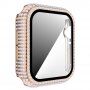 Калъф с камъчета със закалено стъкло за Apple Watch 42mm - златно розово