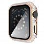 Калъф с камъчета със закалено стъкло за Apple Watch 42mm - златно розово