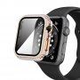 Калъф с камъчета със закалено стъкло за Apple Watch 42mm - златно розово
