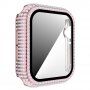 Калъф с камъчета със закалено стъкло за Apple Watch 40mm - розово