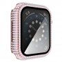 Калъф с камъчета със закалено стъкло за Apple Watch 40mm - розово