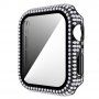 Калъф с камъчета със закалено стъкло за Apple Watch 40mm - черно