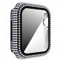 Калъф с камъчета със закалено стъкло за Apple Watch 40mm - черно
