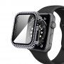 Калъф с камъчета със закалено стъкло за Apple Watch 40mm - черно