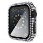 Калъф с камъчета със закалено стъкло за Apple Watch 40mm - черно
