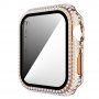 Калъф с камъчета със закалено стъкло за Apple Watch 40mm - златно розово