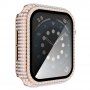 Калъф с камъчета със закалено стъкло за Apple Watch 40mm - златно розово