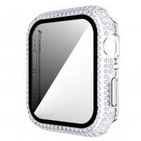 Калъф с камъчета със закалено стъкло за Apple Watch 40mm - прозрачно