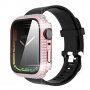 Калъф с камъчета със закалено стъкло за Apple Watch 45mm - розово