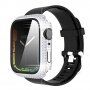 Калъф с камъчета със закалено стъкло за Apple Watch 45mm - сребърно