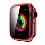 Прозрачен калъф със закалено стъкло за Apple Watch 42mm - червено