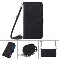 Флип калъф с каишка стил crossbody за iPhone 13 mini - черно