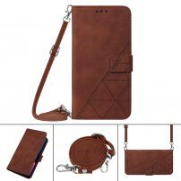 Флип калъф с каишка стил crossbody за iPhone XR - кафяв