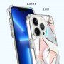 Защитен кейс мраморна мозайка със стойка за iPhone 11 - розово-син
