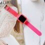 Калъф c прозрачна каишка за Apple Watch 45mm / 44mm / 42mm - неоново розов