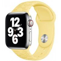 Силиконова каишка на цветя за Apple Watch 42mm / 41mm / 40mm / 38mm - пастелно жълта