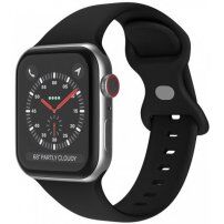 Силиконова каишка с катарама с пеперуда за Apple Watch 42mm / 41mm / 40mm / 38mm - черен