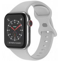 Силиконова каишка с катарама с пеперуда за Apple Watch 42mm / 41mm / 40mm / 38mm - сив