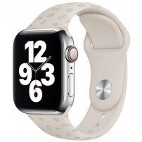 Силиконова каишка с отпечатъци за Apple Watch 42mm / 41mm / 40mm / 38mm - бежов
