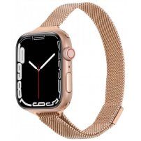 Тънка метална каишка с милански дизайн за Apple Watch 42mm / 41mm / 40mm / 38mm - розово златен