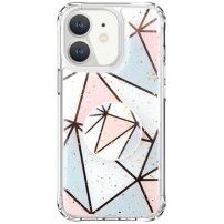 Защитен кейс мраморна мозайка със стойка за iPhone 11 - розово-син