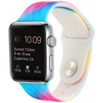 Силиконова каишка с модел батик за Apple Watch Ultra 49mm / 46mm / 45mm / 44mm / 42mm - цветовете на дъгата