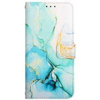 Мраморен флип калъф от PU кожа за iPhone 12 Pro Max - тюркоазен