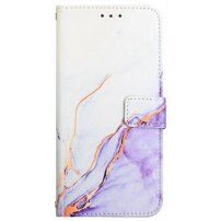 Мраморен флип калъф от PU кожа за iPhone 12 Pro Max - лилаво