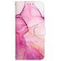 Мраморен флип калъф от PU кожа за iPhone 13 Pro Max - цвят фуксия