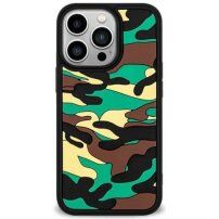 Защитен кейс с мотив маскировка за iPhone 13 Pro - зелен