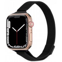 Тънка метална каишка с милански дизайн за Apple Watch 42mm / 41mm / 40mm / 38mm - черен