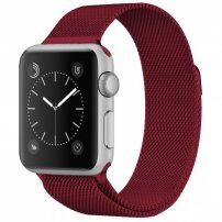 Метална каишка с милански дизайн за Apple Watch Ultra 49mm / 46mm / 45mm / 44mm / 42mm - винено червен