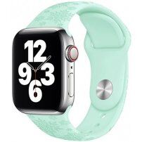 Силиконова каишка на снежинки за Apple Watch 42mm / 41mm / 40mm / 38mm - пастелно зелено
