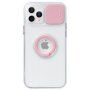 Прозрачен кейс с държач за пръст и защита на камерата за iPhone 13 Pro - розов