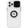 Прозрачен кейс с държач за пръст и защита на камерата за iPhone 13 Pro Max - черен